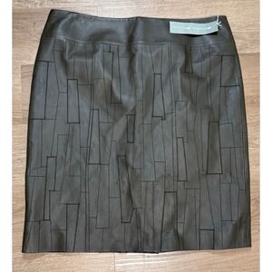 Worth Gray Genuine Leather Patchwork Pencil Skirt NWT Size 18 Modern Chic‎